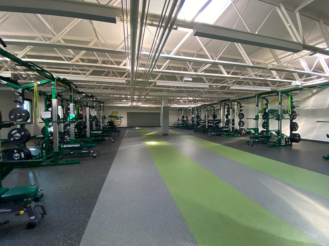 Sheet rubber flooring in high school gym