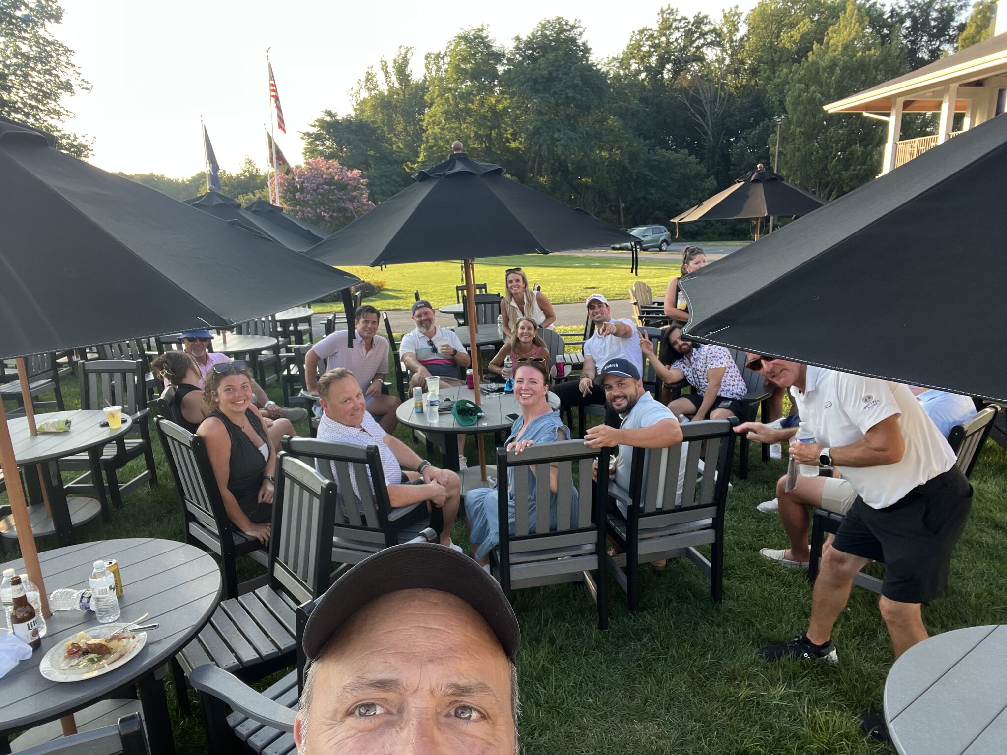 Attendees on the clubhouse lawn