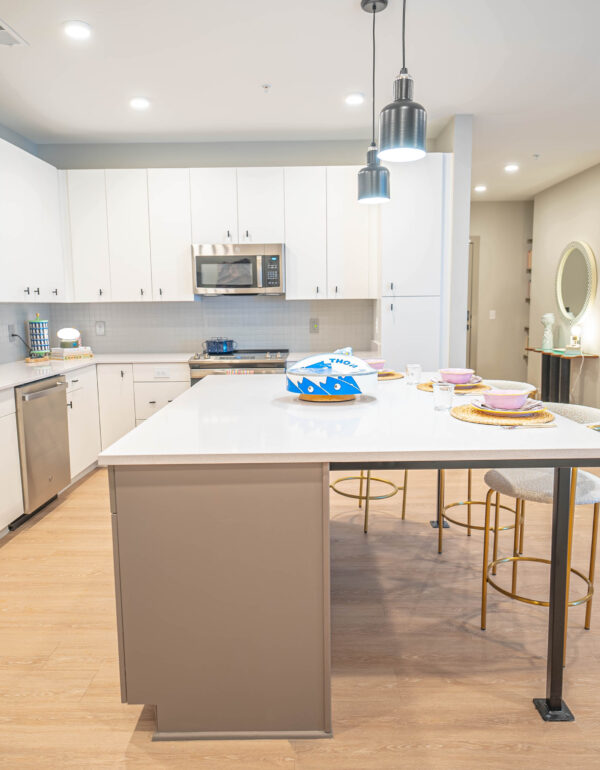 Wood look LVT in apartment unit kitchen
