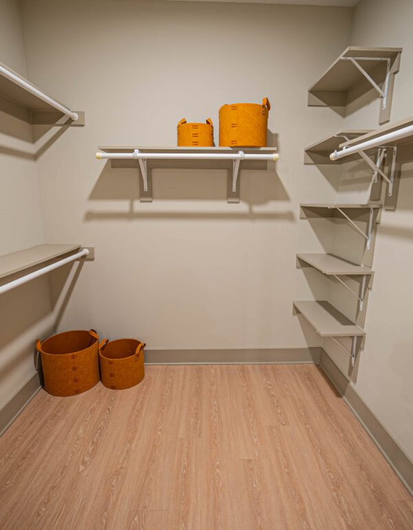 Wood look LVT in apartment unit closet