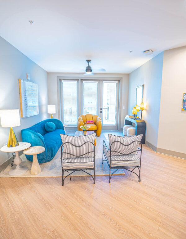 Wood look LVT in apartment unit living room
